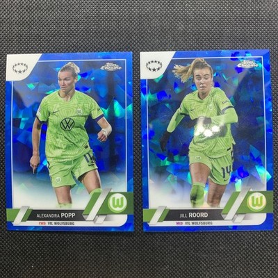 2x Wolfsburg Topps Chrome Sapphire Woman UCC 2022/23 Alexandra POPP + Jill ROORD