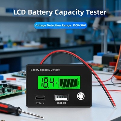 Batterietester Mit LCD-Display Für Säure/Li-Ion/LiFePO4 DC 8-30V