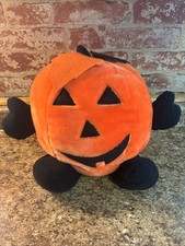 1988 Chrisha Playful Plush Pumpkin Halloween Orange Jack O Lantern Vintage EUC
