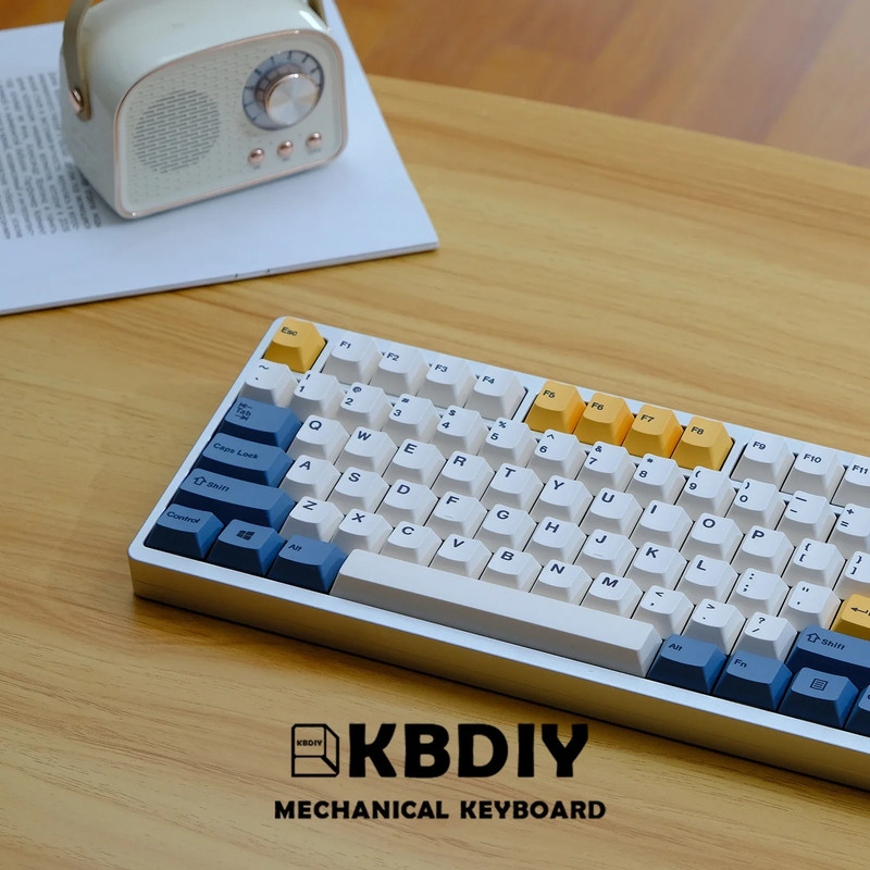 KBDiy 145 Key PBT Cherry Profile Keycaps Apricot Yellow Mechanical Keyboard