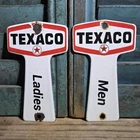 Vintage Texaco Gas Station Mens Ladies Set Restroom 6” Porcelain Key Signs