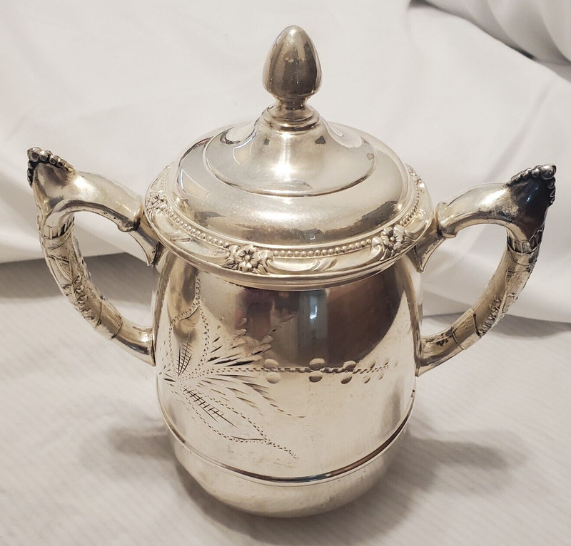 Silver-Plated Etched Open Sugar Bowl, 1875-1920 Standard Watch Company
