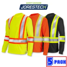 5 Hi Vis Shirt ANSI Class 3 Reflective Safety Long Sleeve HIGH VISIBILITY