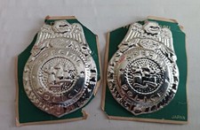 2 Vintage 1950's Novelty Toy Brooch Tin Special Police Badge Made In Japan..