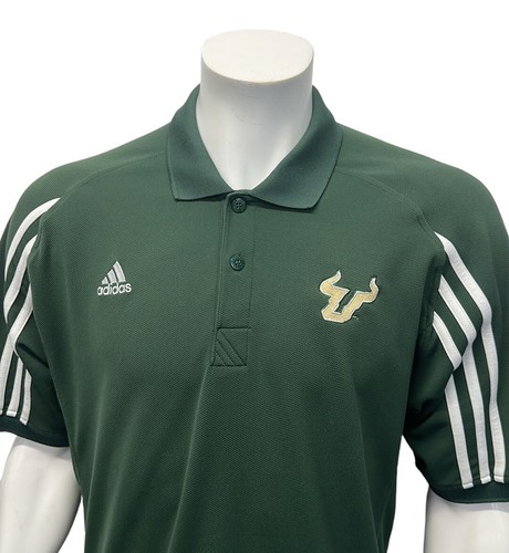 Adidas University of South Florida Bulls Verde Blanco 3 Rayas Tejido Polo LG - Imagen 9 de 13