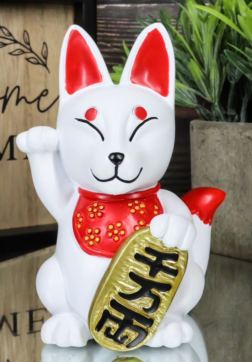 Japanese Charm Maneki Kitsune Fox Statue Inari Shiba Inu