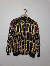 Vintage Original Marshall Rousso Gold Black Floral Multicolor Asian Jacket Rare