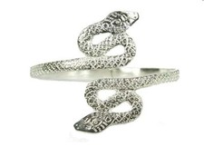 Cobra Arm Band Cuff Bracelet Coil Metal Double Sides Snake Faces Egyptian Style