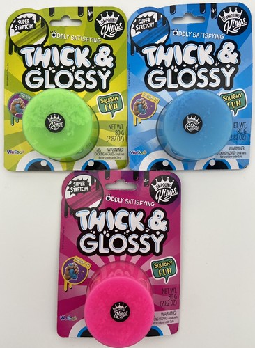 3 Thick and Glossy Squishy Fun Slime Blue, Pink & Green Party Favor Gift Idea