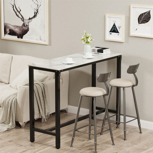 Heavy Duty Bar Table Bar Height Pub Table Rectangular Marble Top Kitchen Table - Picture 5 of 12