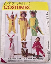 McCalls 7853 Costume Pattern Animals Clown Elf Mouse Tiger Toddlers Size 3