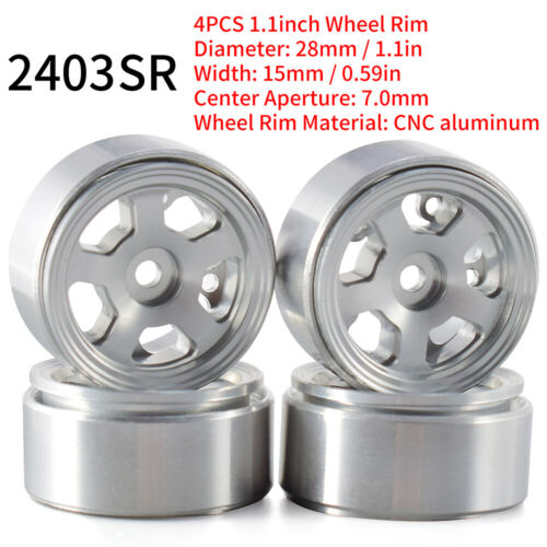 4x Cerchi Beadlock in Metallo Ruota 1,1" per RC Crawler Auto TRX4M 1/24 Assiale SCX24 RGT - Foto 5 di 27