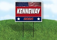 KENNEWAY FLAG RED 2024 18inx24in Yard Road Sign w/ Stand