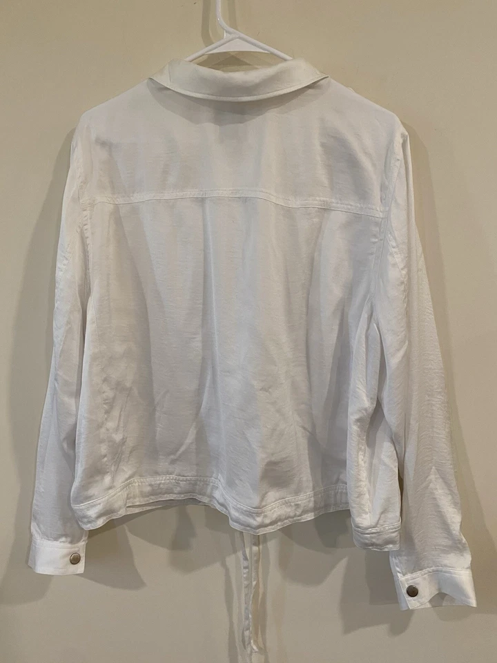 Sejour Nordstrom White Polyester Satin Jeans Style Jacket-16W - Image 2 of 4