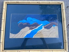 sleeping blue woman Printed by Pro Creations Framed