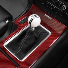 For Ford Mustang 2009-2013 LHD Bright Red Carbon Fiber Console Panel Sticker.