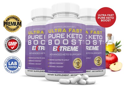 Ultra Fast Pure Keto 1500 Keto ACV Pills Extrme 1675MG New Improved Formula 3 Pk