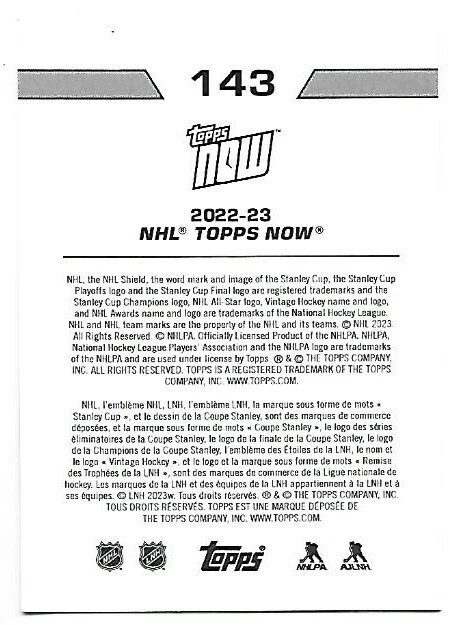 Kirill Marchenko ROOKIE 2022-23 Topps Now NHL Stickers #143 SP 1/484 Blue Jacket - Image 2 of 2