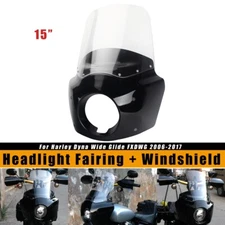 Front Fairing 15'' Clear Windshield For Harley Dyna Low Rider Wide Glide FXDWG
