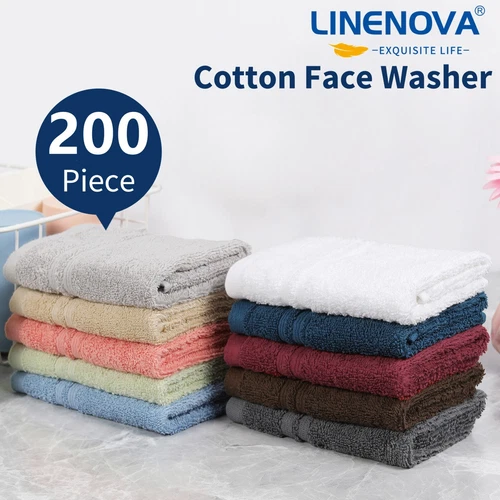 Value Pack 200x Face Washer Towels 100% Cotton 450GSM Soft Hotel Quality 30x30cm
