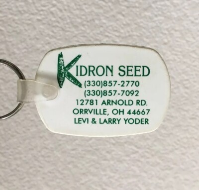 Vintage Keychain KIDRON SEED Key Ring Fob Orrville, Ohio Advertising Made in USA
