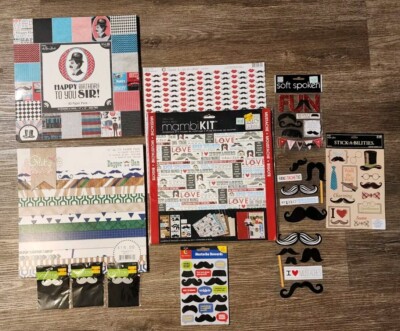 Mustache Scrapbook Paper Stickers  Embellishments Lot Details in the Description