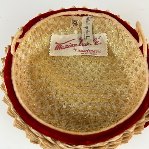 Sombrero pastillero vintage de rafia roja - Imagen 7 de 8