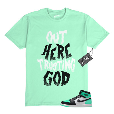 1 Green Glow Black White Mint Dunk Air Force T Shirt to Match HTG Jordan