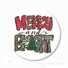 30 Merry and Bright Christmas Scrapbook Stickers 1.5" Envelope Seals