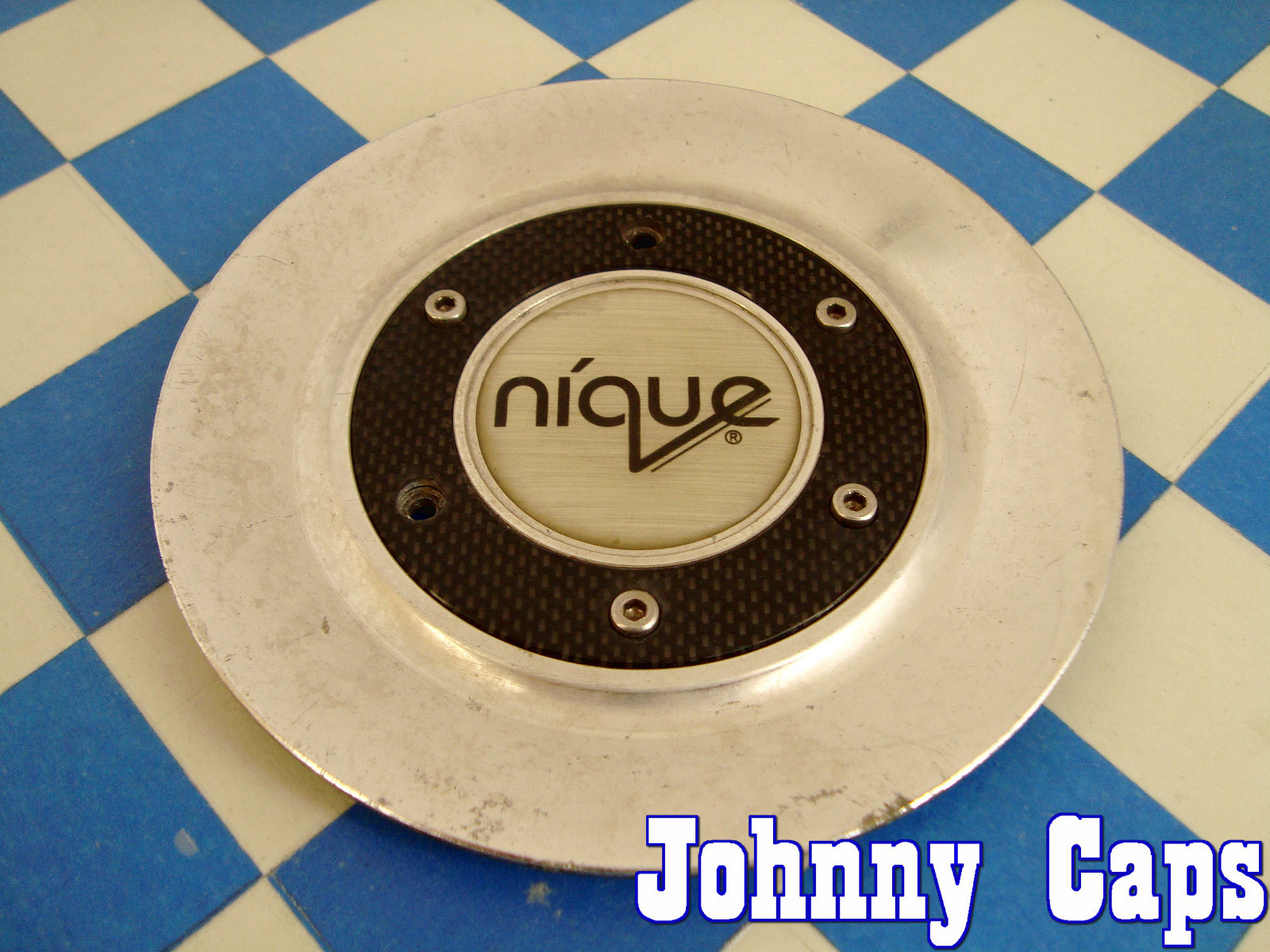 Nique Wheels Silver Center Caps #COA73B  Custom Wheel USED Center Cap (1)