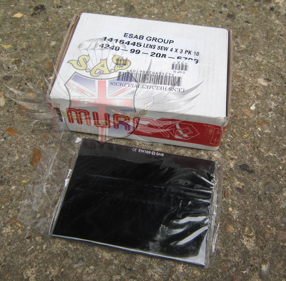 BRITISH ARMY MOD SURPLUS MUREX WELDERS HELMET 4" x 3" REPLACEMENT LENS 8EW UK