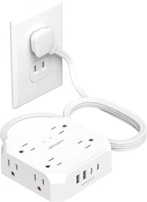 2 Prong Power Strip, 2 Prong to 3 Prong Outlet Adapter, 1400J Two Prong Surge P