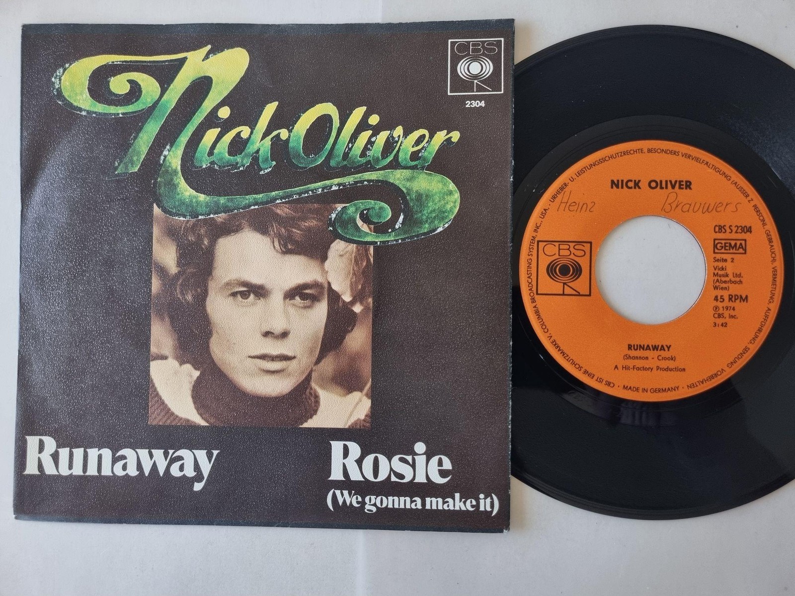 Nick Oliver - Rosie (We Gonna Make It)/ Runaway 7'' Vinyl/ CV Del Shannon
