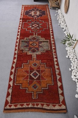 2,8x9,8 ft Turkish Rug, Herki Rug, Red Floral Rug Wool