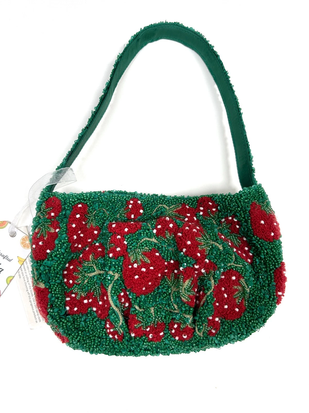 Viral TikTok Strawberry Beaded Mini Handbag Fruit Purse Handmade in India NWT