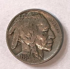 1937 P Buffalo Nickel • Very Fine • Indian Head series -Vintage U.S. Coin