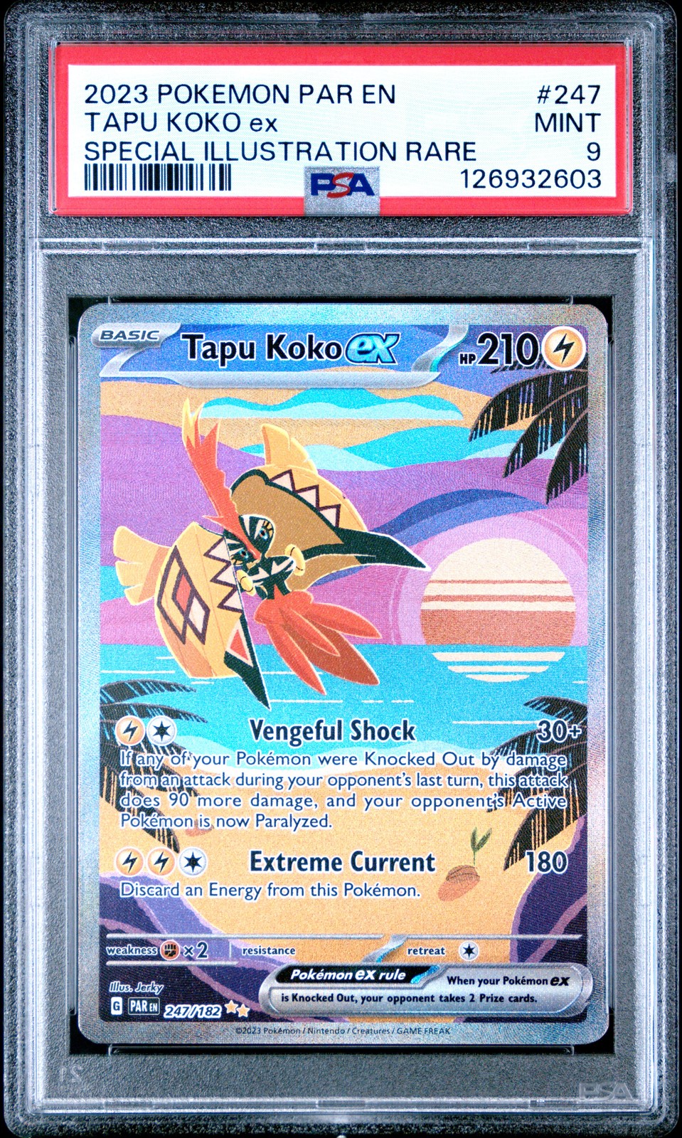2023 POKEMON PAR EN-PARADOX RIFT SPECIAL ILLUSTRATION RARE TAPU KOKO EX PSA 9