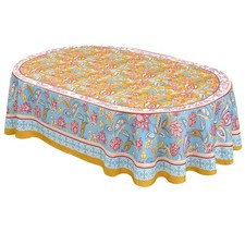 Belle Fleur Provence Country French Fabric Tablecloth, Stain and Water Resistant