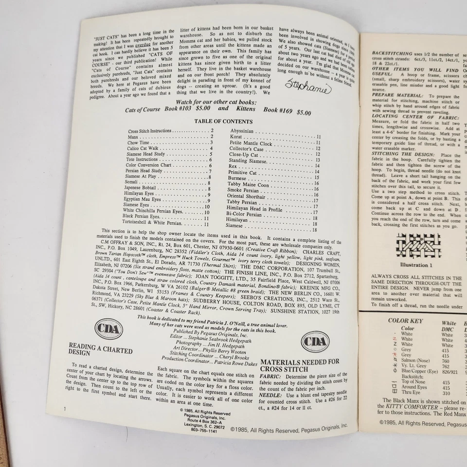 Just Cats Hedgepath Cross Stitch Patterns Pegasus Vintage 1985 Booklet Leaflet - Image 4 of 4