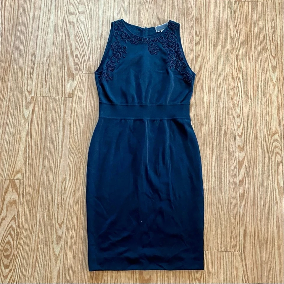 Giambattista Valli Black Italian Lace Knit Sheath Dress US Womens 10 - Image 2 of 4