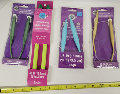 Loops & Threads 4pc Knitting Needles: 3 Circular Knitting Needles Size 19, 17,15