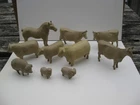 MARX 1959 PRIZE LIVESTOCK plastic playset FARM ANIMAL  Complete Set 10 Tan color