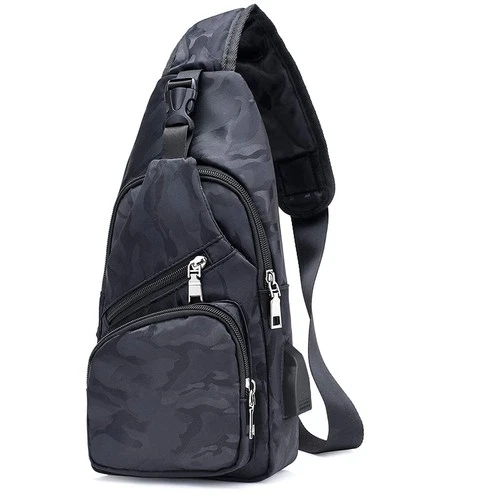 flintronic Sling Bag, Chest Bag with USB Charging Port, Men Women Lightweight Cr