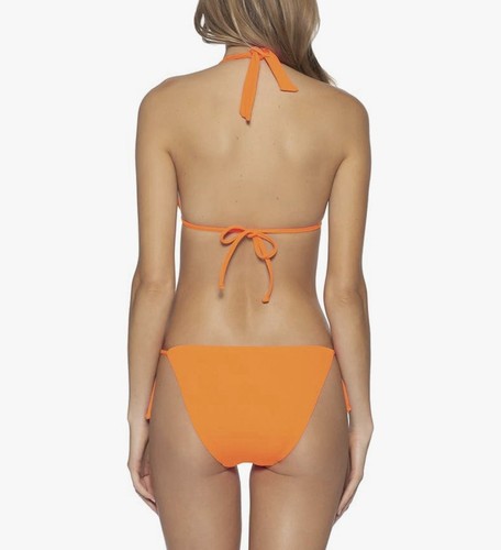 Becca Demi Ribbed Tie Side Hipster Bikini Bottom in Atomic Tangerine Sz Med $54 - Picture 4 of 7