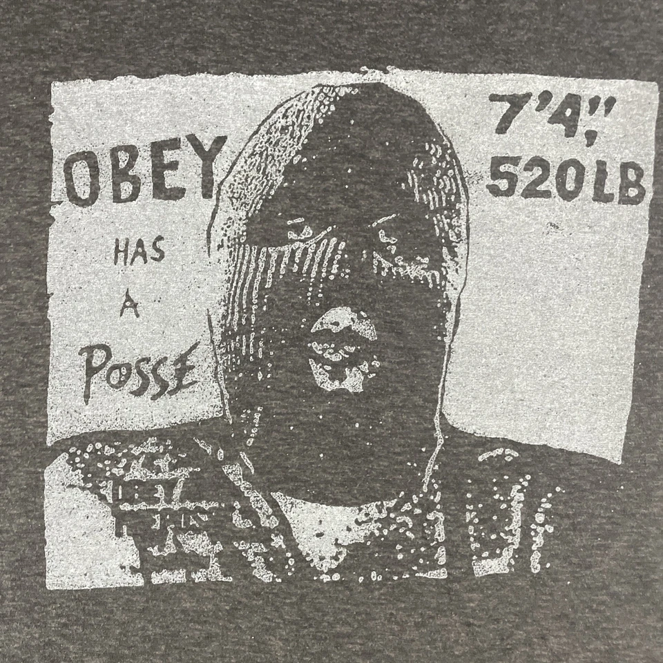 Obey T-Shirt Men's Large Dark Gray Short Sleeve Robber Poss Theme Classic Fit - Image 3 of 4