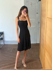 Black sequin midi dress, ANGEL SCHLESSER vintage cocktail style dress, size EU S