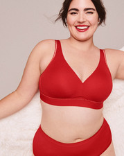 260140 NEW LANE BRYANT RED COMFORT BLISS LIGHTLY LINED NO-WIRE BRA SZ 44DD
