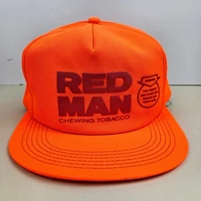 Vintage USA MADE K Products Red Man Tobacco Hunting Trucker Hat Snapback Cap