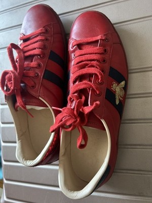 GUCCI クジラ刺繍 ナロータイ レッド 7cm パーティ GG 蜂 Gucci Ace Embroidered Red Bee Authentic, Mens size 7.5 US | eBay