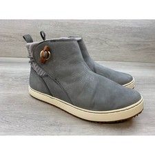 LL Bean Mountain Classic Cord-Lock Boots Grey Leather Ankle Women's 9 M